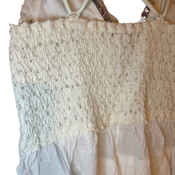 *Last One* Ivory Lace Crochet Cami Tiered Boho Tank Top, Strappy Back, S-M-L-XL - Picture 4 of 7